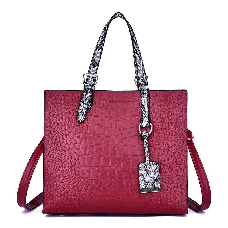 Sarah Express Structured Crocodile Pattern Tote Handbag