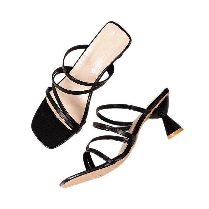 Sarah Express Square Toe Stiletto Heel Sandals