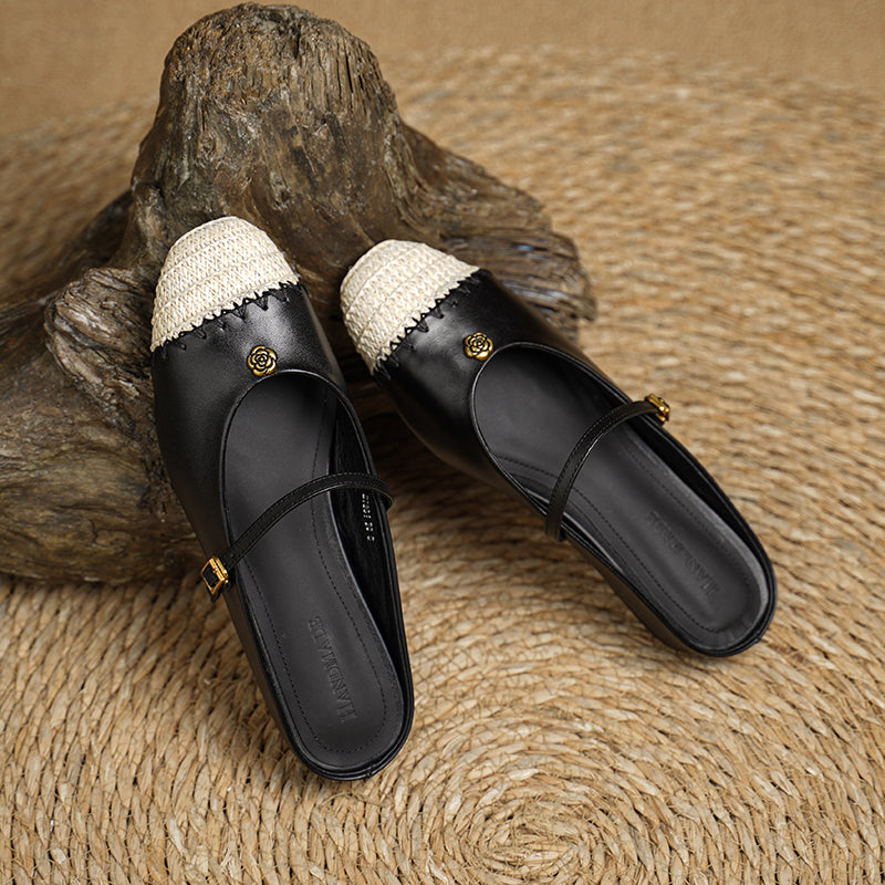 Sarah Express Handmade Leather Mary Jane Slide Sandals