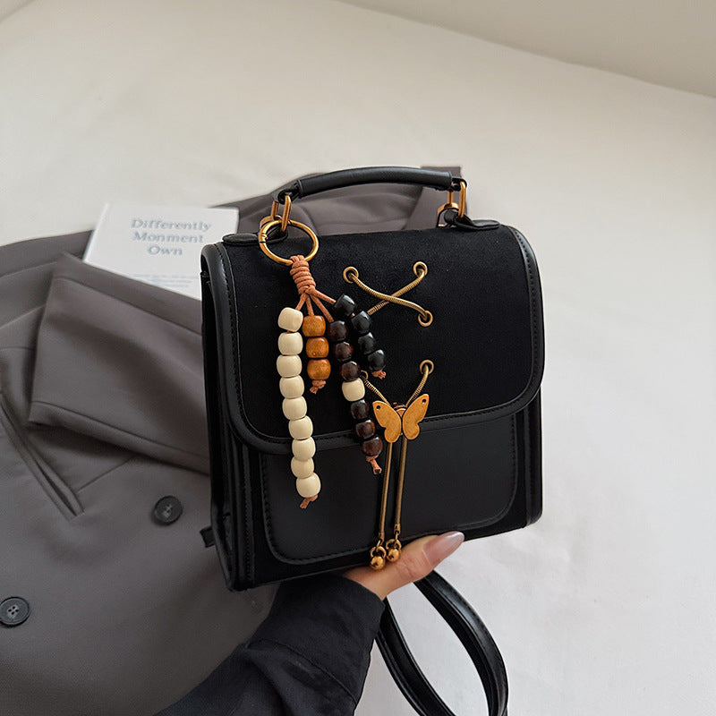 Sarah Express Textured PU Leather Crossbody Commuter Backpack Black