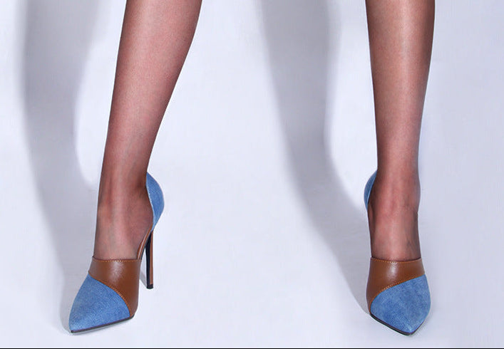 Sarah Express Denim Patchwork Stiletto Pumps