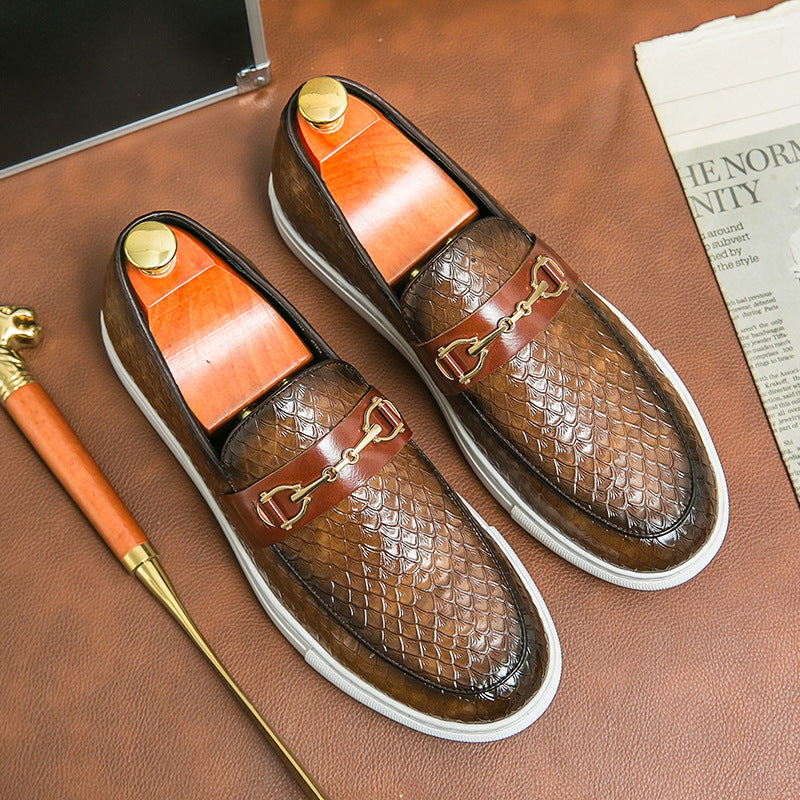 Sarah Express Textured Leather Bit Loafers for Men