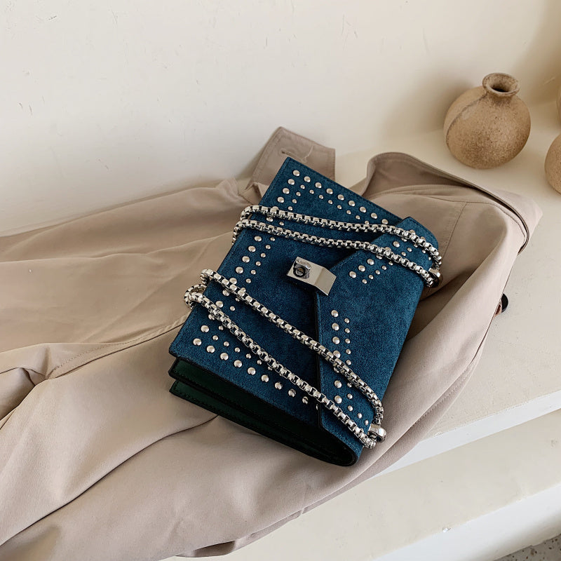Sarah Express Studded Flap Messenger Shoulder Bag