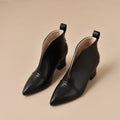 Sarah Express Women's Pointed Toe V-Cut Ankle Boots Black