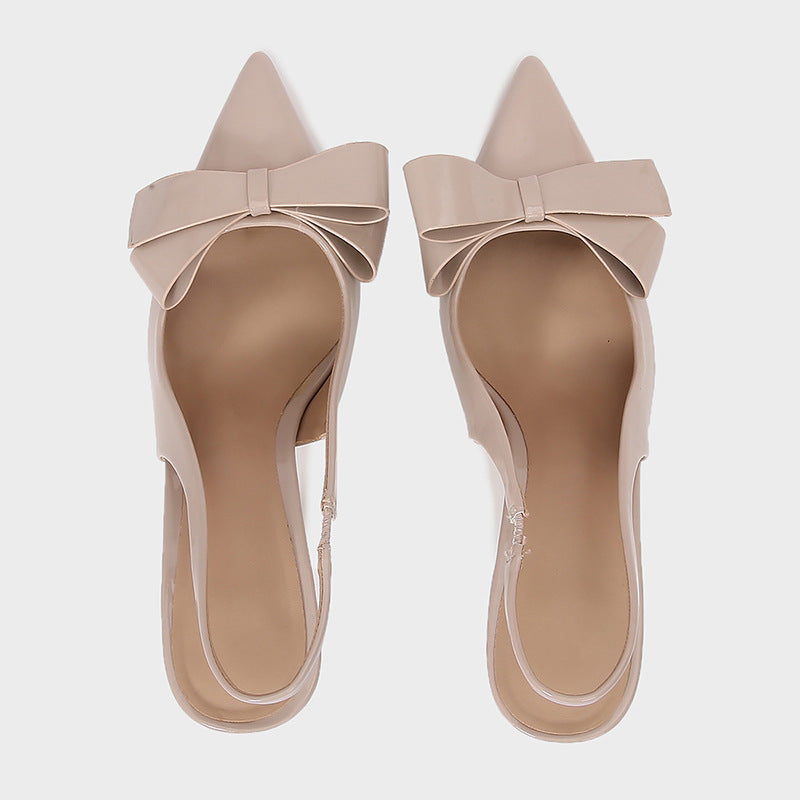 Sarah Express Patent Leather Pointed-Toe Bow Slingback Sandals