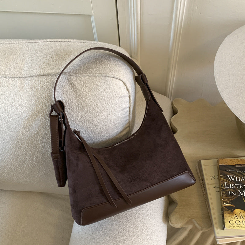 Sarah Express Retro Suede Dumpling Crossbody Shoulder Bag