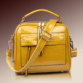 Sarah Express Structured Croc-Embossed Patent Messenger Bag Yellow