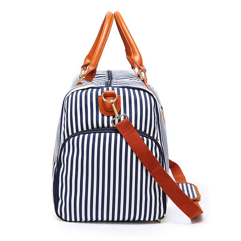 Sarah Express Striped Canvas Travel Duffel Bag