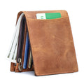 Sarah Express Retro Cowhide Leather Short Wallet Vintage Brown