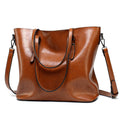 Sarah Express Oil Leather Tote Shoulder Bag Brown