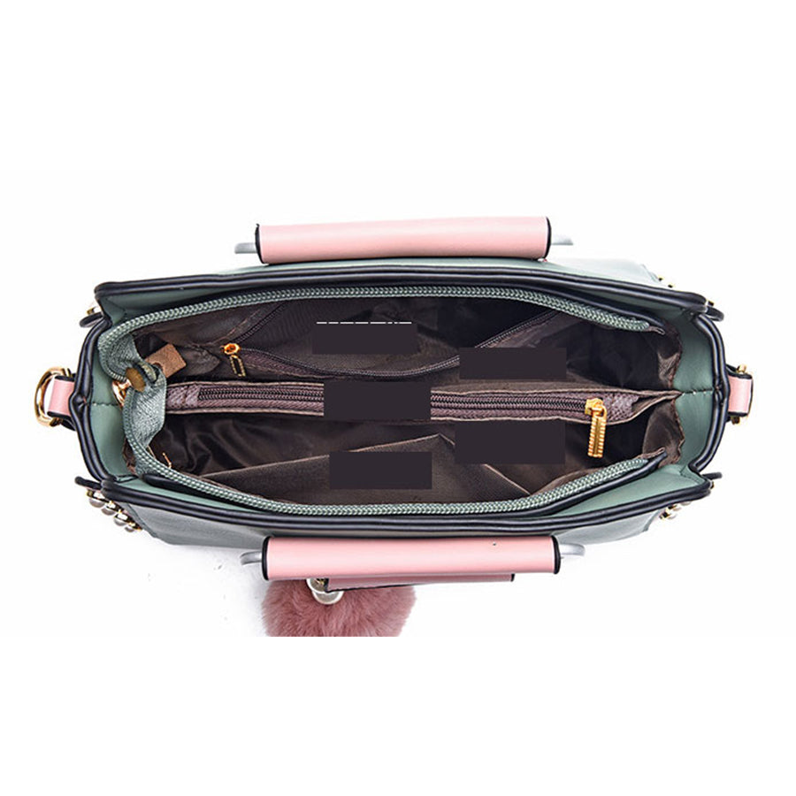 Sarah Express Structured Flap Handbag with Pom-Pom Charm