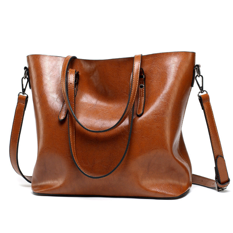 Sarah Express Oil Leather Tote Shoulder Bag