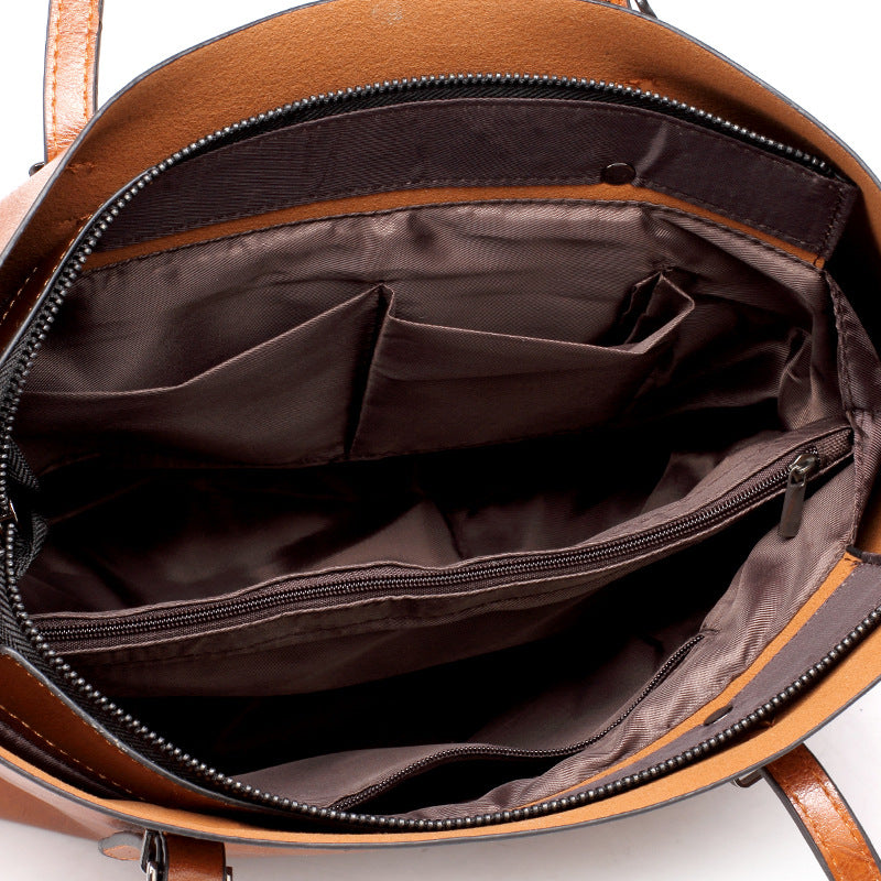 Sarah Express Oil Leather Tote Shoulder Bag