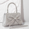 Sarah Express Crystal Bow Embellished Evening Handbag Silver