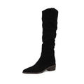 Sarah Express Pointed Toe Suede Knee High Boots Black