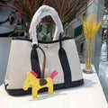 Sarah Express Canvas Bucket Tote With Leather Trim Canvas With Black 25cm