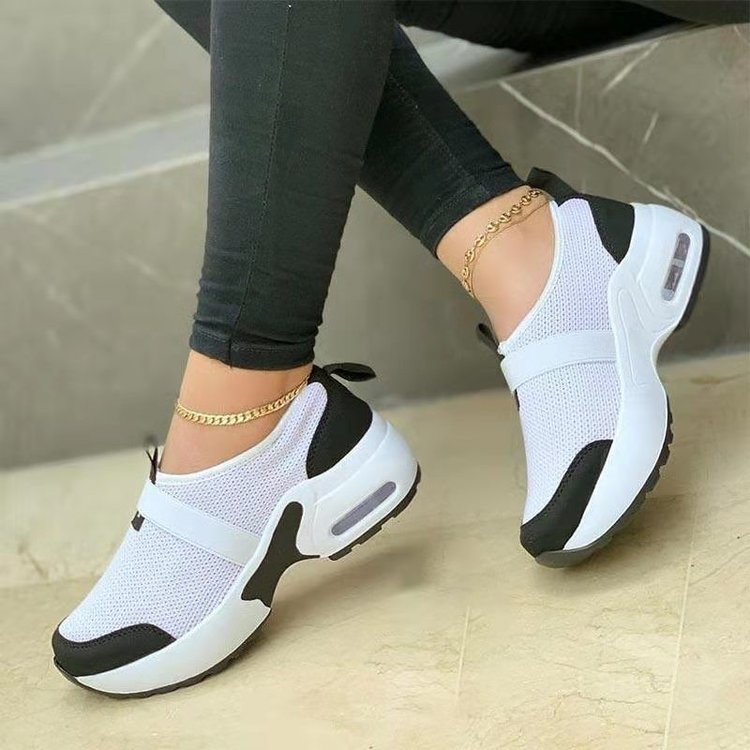 Sarah Express Women's Lightweight Slip-On Mesh Sneakers White