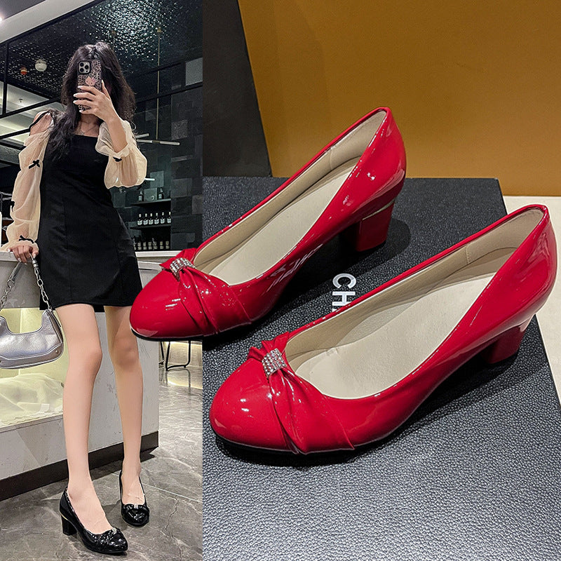 Sarah Express Women's Slip-on Round-toe Block Heel Shoes