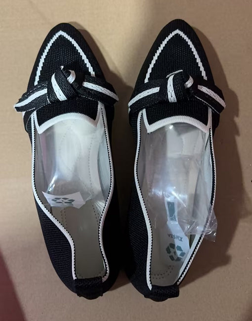 Sarah Express Pointed Toe Knit Bow Flat Shoes