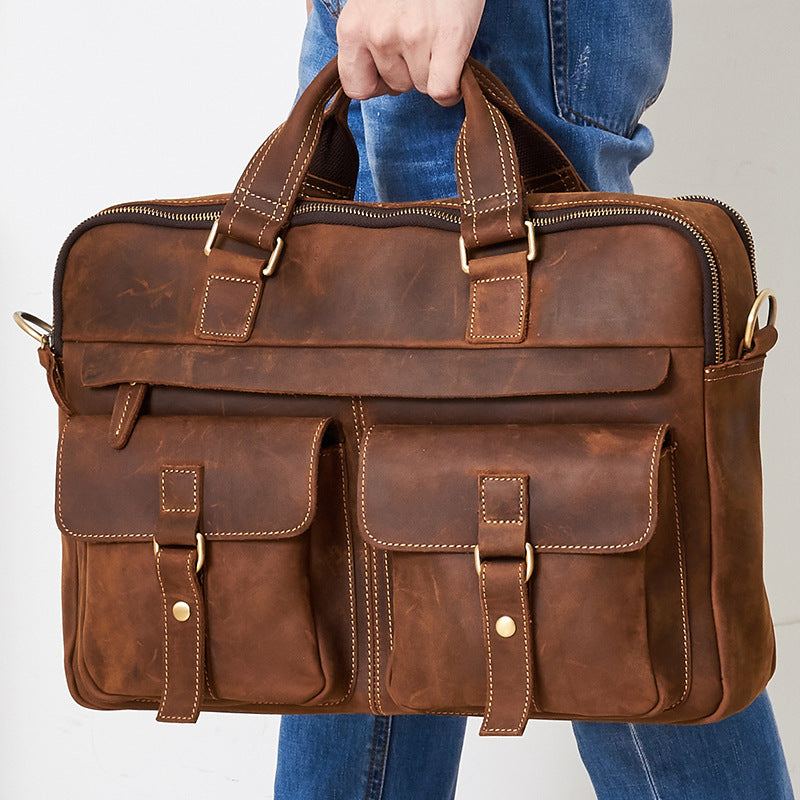 Sarah Express Retro Cowhide Business Laptop Briefcase
