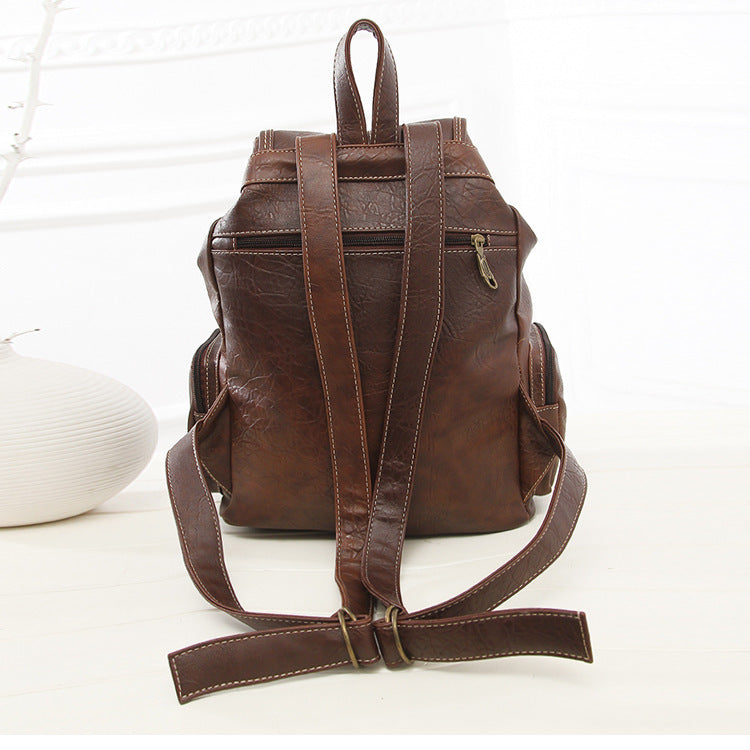Sarah Express Retro Style PU Leather Student Backpack