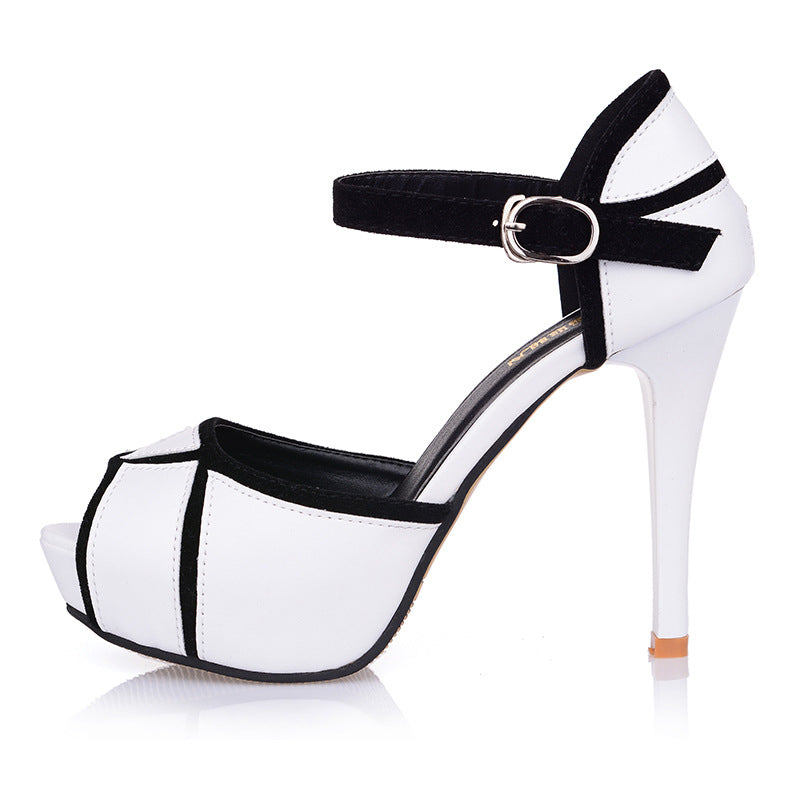 Sarah Express Color Block Platform High Heel Sandals
