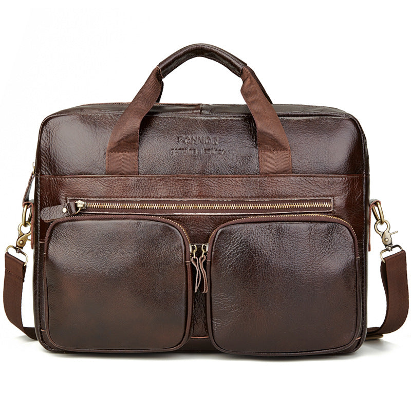 Sarah Express Men's Retro Leather Business Briefcase Brown