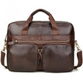 Sarah Express Men's Retro Leather Business Briefcase Brown