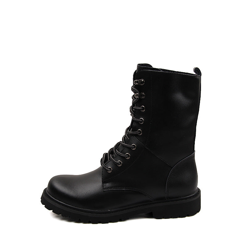 Sarah Express Men's Leather High Top Martin Boots Black
