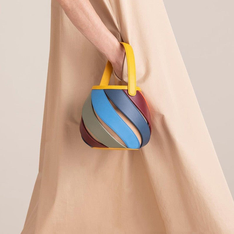 Sarah Express Contrast Color Quilted Cylindrical Bucket Bag
