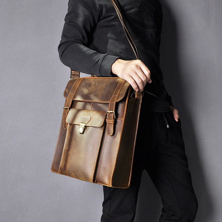 Sarah Express Genuine Leather Men's Structured Backpack