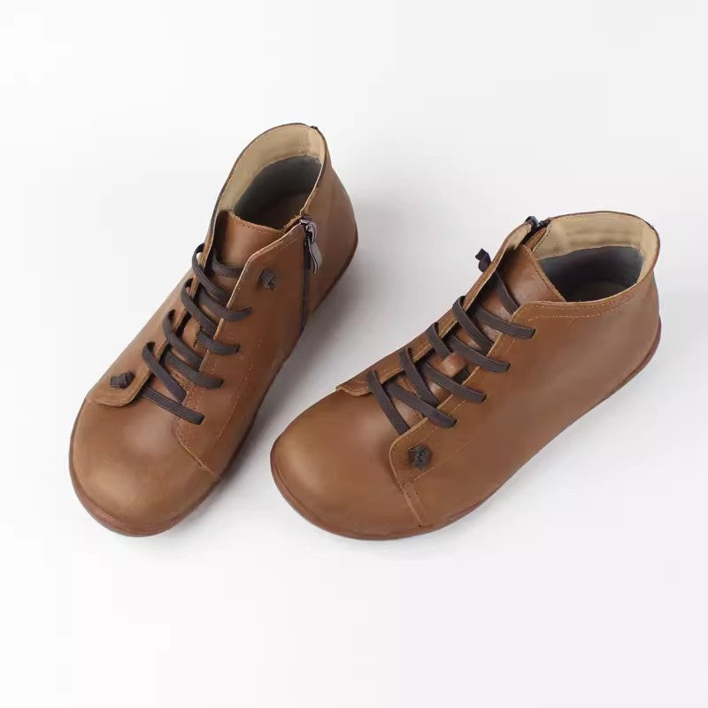Sarah Express Cowhide Leather Mid-Calf Zipper Boots