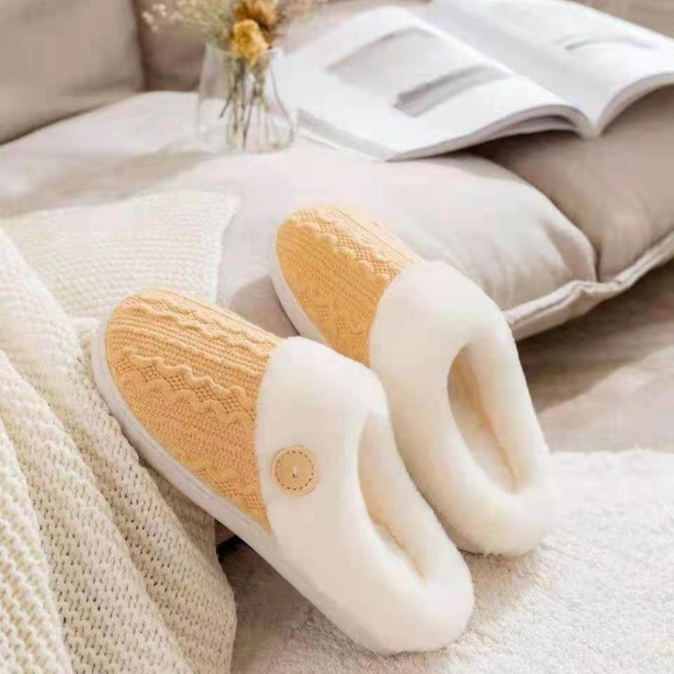 Sarah Express Warm Wool Indoor House Slippers Yellow