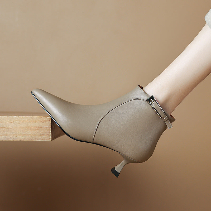 Sarah Express Pointed-Toe Stiletto Ankle Boots with Buckle