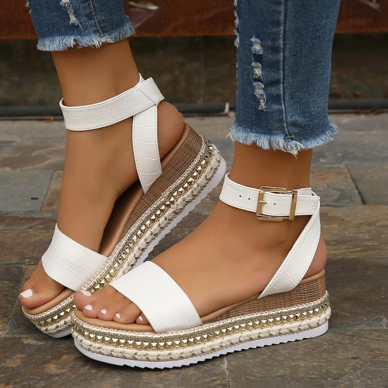 Sarah Express Women's Platform Buckle Strap Sandals