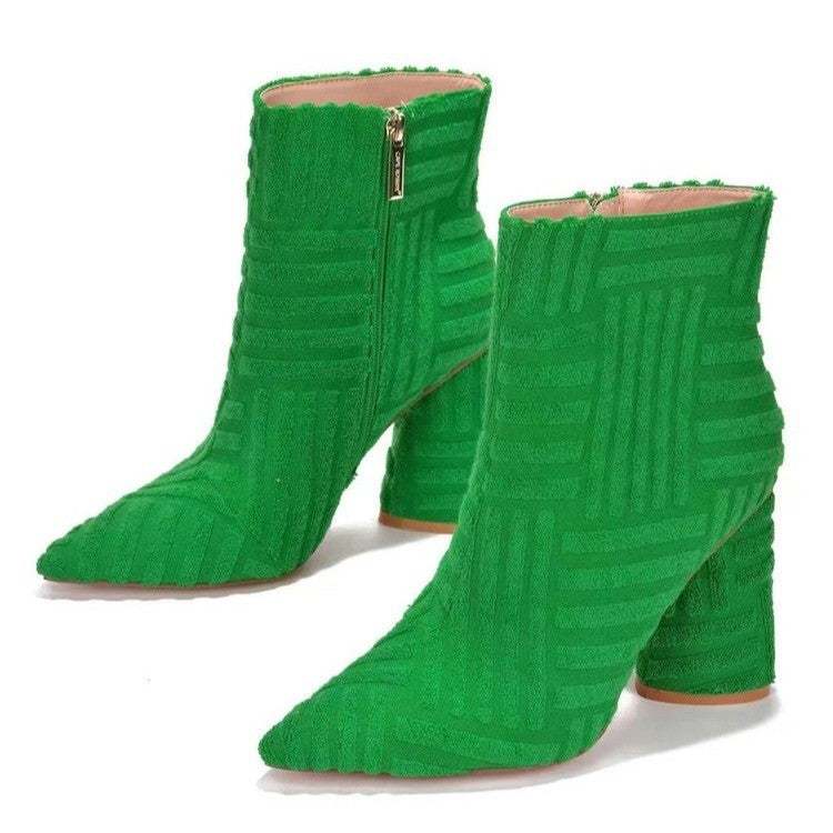Sarah Express Fashion Pointed Toe Heeled Ankle Boots