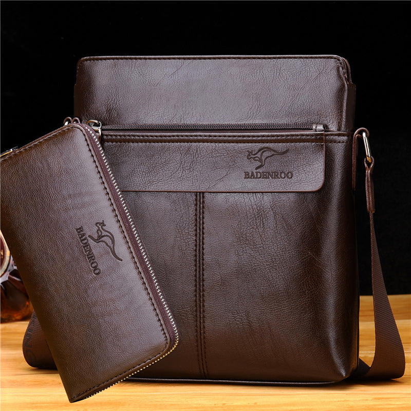 Sarah Express Vertical Shoulder Bag with Matching Wallet Brown two piece