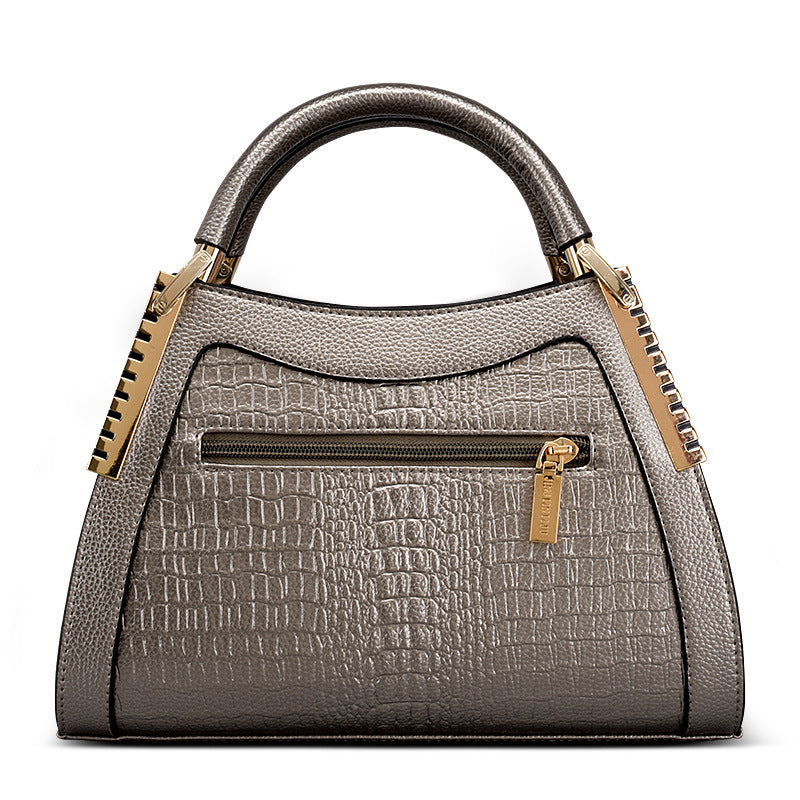 Sarah Express Embossed Crocodile Pattern Trapezoid Handbag