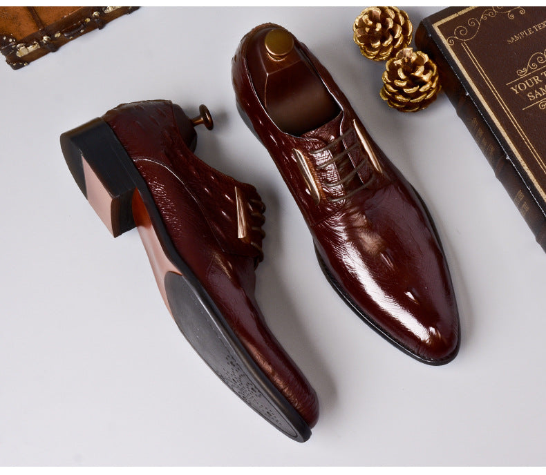 Sarah Express Men's Crocodile Texture Formal Dress Shoes