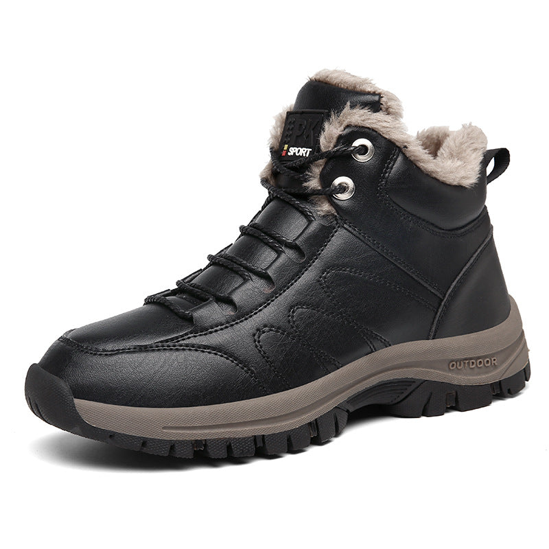 Sarah Express Men's Warm Plush Lined Winter Boots Black