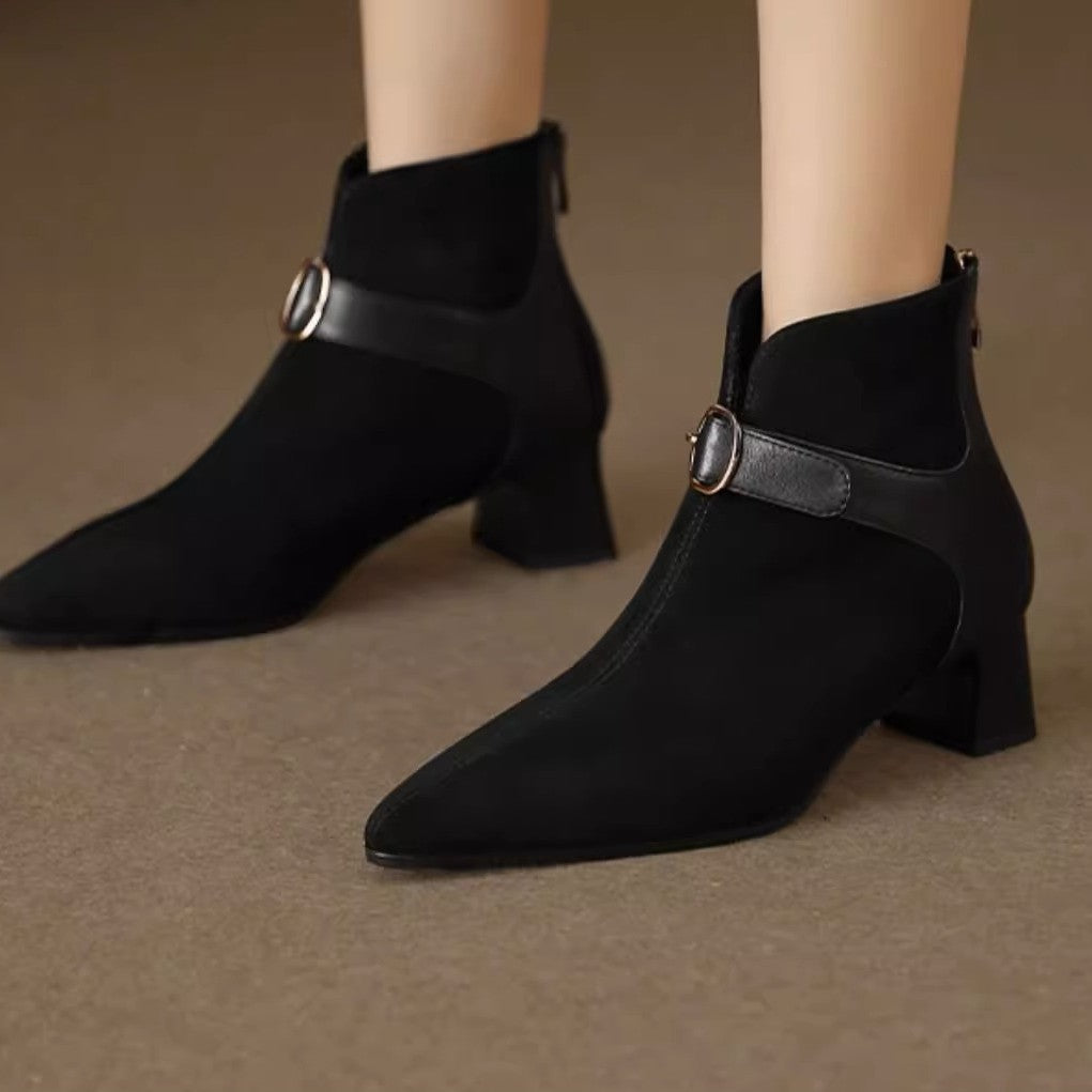 Sarah Express Pointed-Toe Suede Ankle Boots
