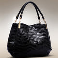 Sarah Express Crocodile Pattern Structured Shoulder Bag Black