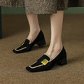 French Retro Color Block Single Shoe With Medium Thick Heel – product detail alternate view 5
