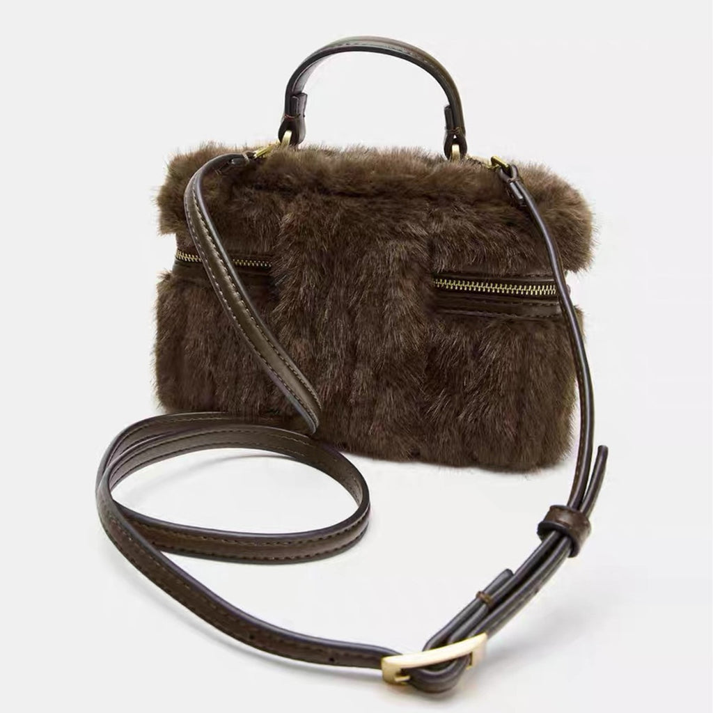 Sarah Express Plush Chain Detail Crossbody Mini Bag