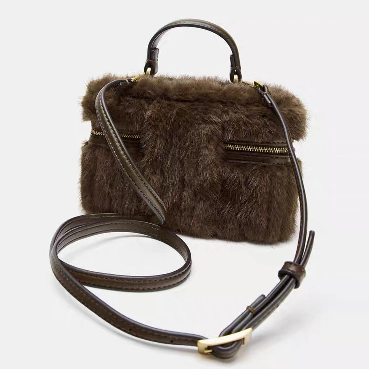 Sarah Express Plush Chain Detail Crossbody Mini Bag