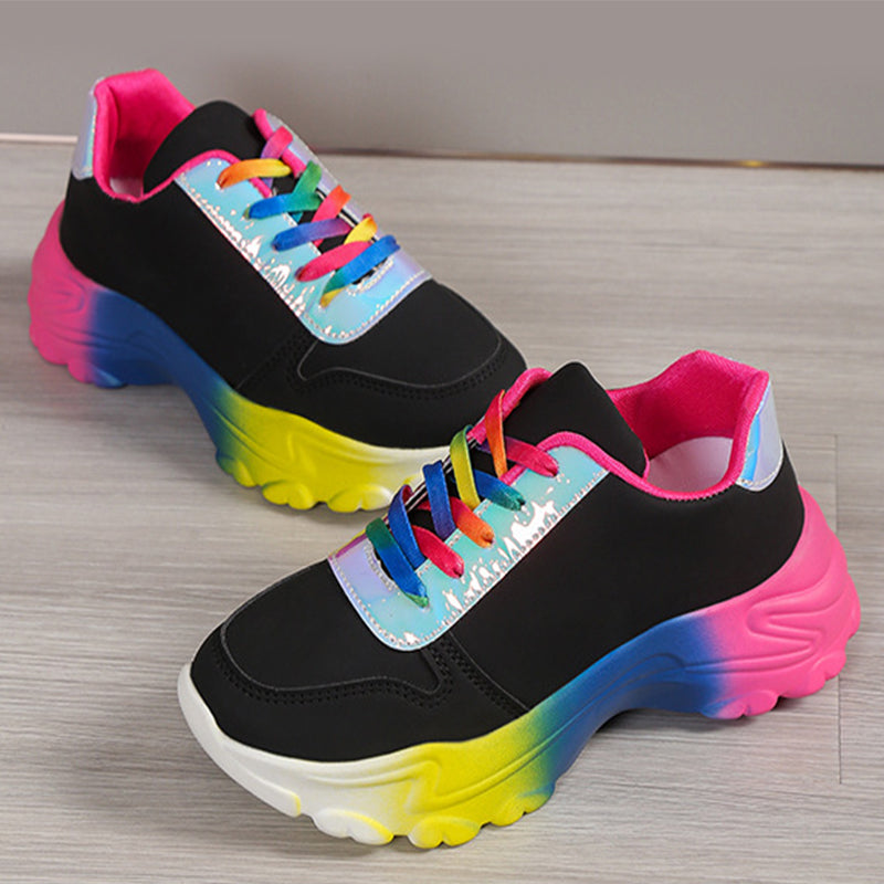 Sarah Express Rainbow Gradient Lace-Up Women's Sneakers