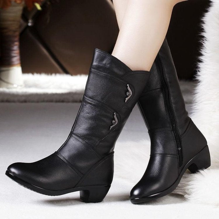 Sarah Express Women's Velvet Padded Mid-Calf Boots