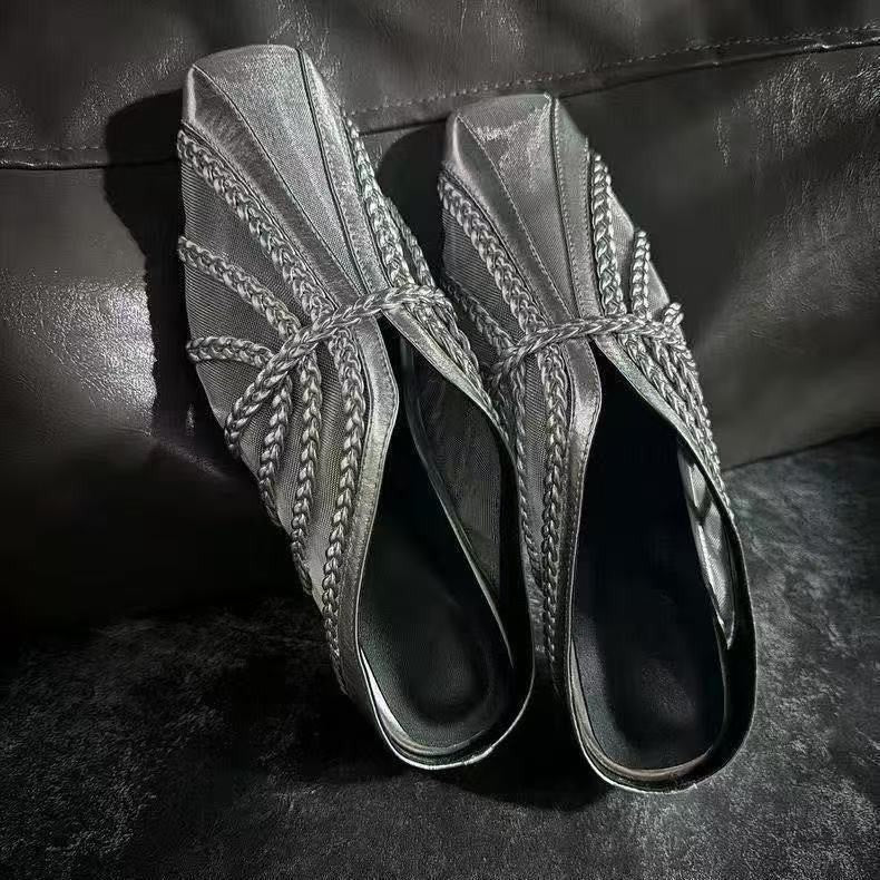 Sarah Express Breathable Square Toe Flat Mule Slippers