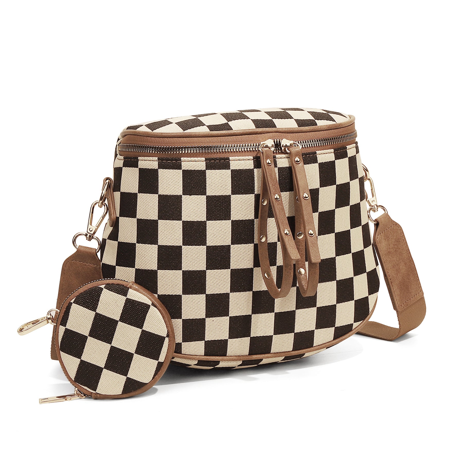 Sarah Express Plaid Shell Crossbody Bag with Pouch