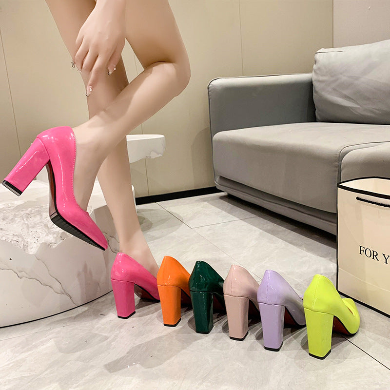 Sarah Express Pointed-Toe Chunky Block Heel Pumps